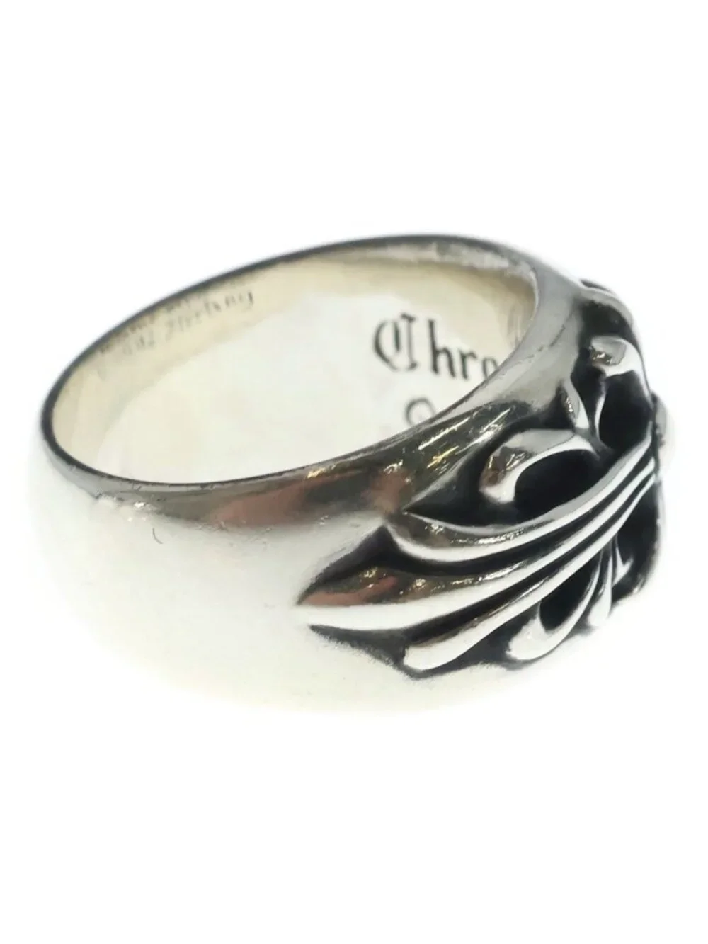 Chrome Hearts Flrl Floral Cross Ring Silver